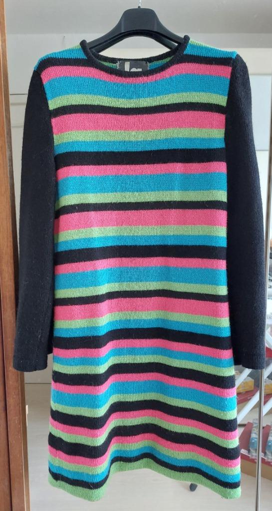 Robe hiver manche long, couleurs, ligne rose vert turquoise, Enlèvement ou Envoi, Comme neuf, Taille 38/40 (M), Autres couleurs