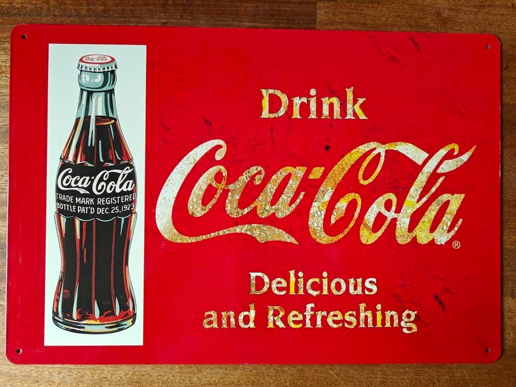 Publicité Coca-Cola sur métal, Collections, Enlèvement ou Envoi, Comme neuf, Panneau publicitaire