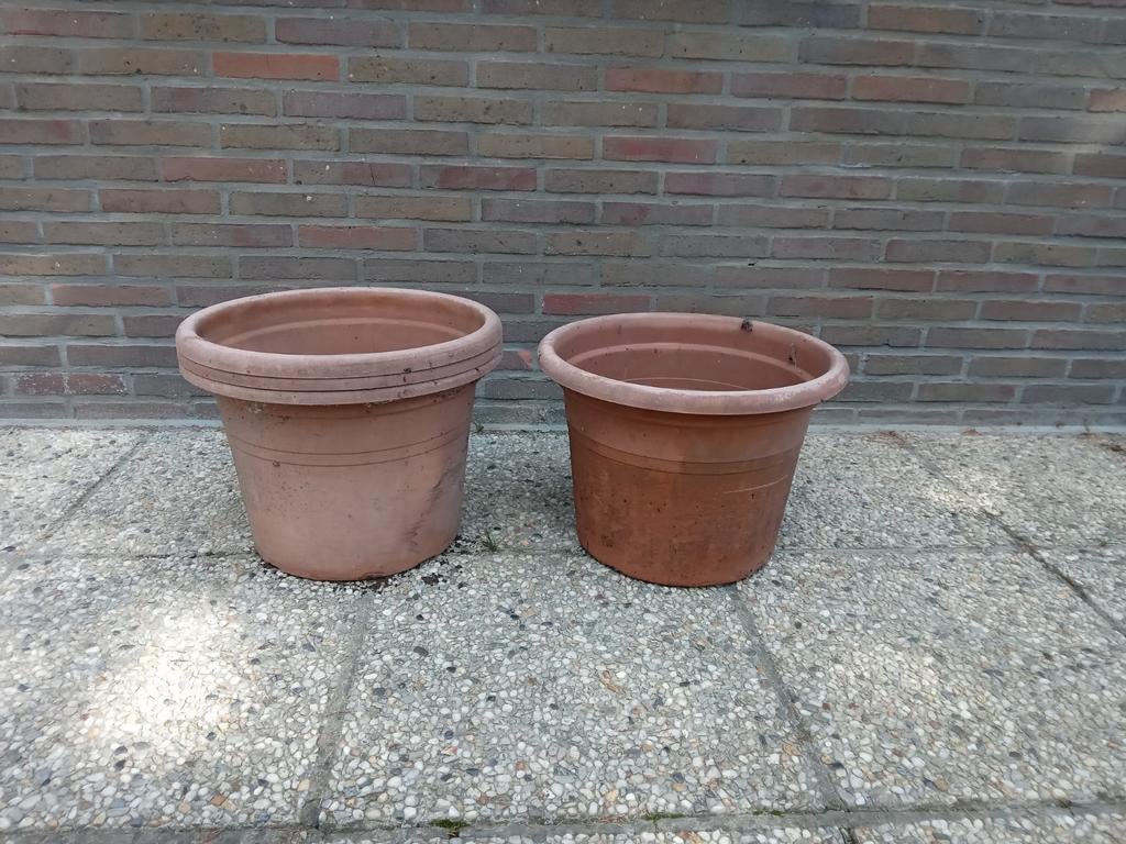 4 plastic bloembakken (11€ voor de 4), Enlèvement, Utilisé