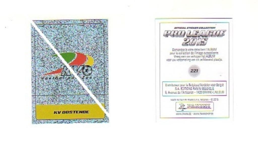 Panini Pro League 2015 Embleem KV Oostende nr 221, Verzamelen, Verzenden, Nieuw, Poster, Plaatje of Sticker