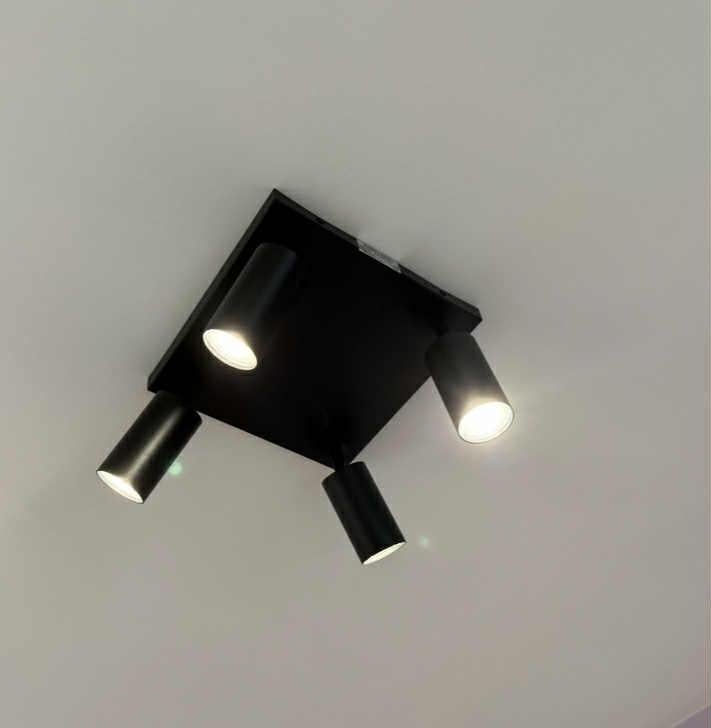 LED plafondspot mat zwart 4 verstelbare spots inclusief, Ophalen, Zo goed als nieuw, Glas
