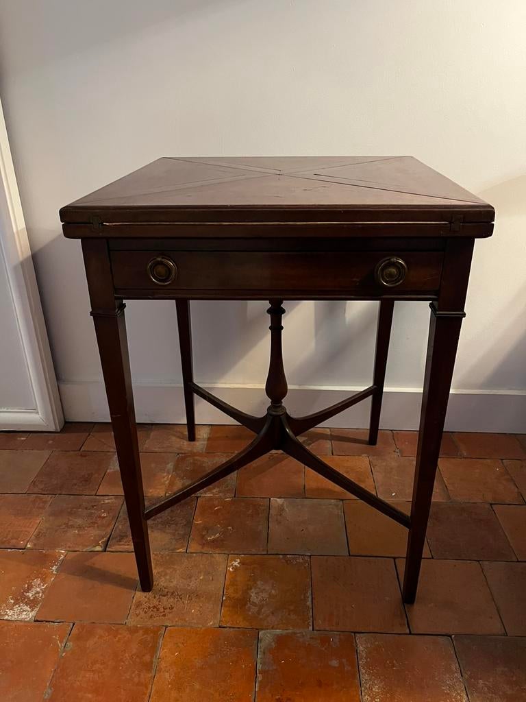 ANTIEKE ENVELOP KAARTTAFEL TAFEL BIJZETTAFEL MAHONIE 19DE E, Enlèvement