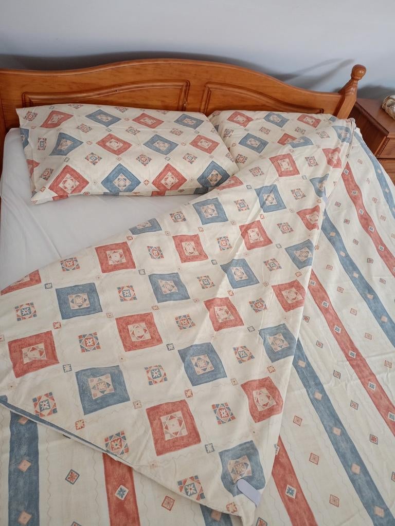 Housse de couette + taies, Beige, Housse de couette, Comme neuf, Deux personnes