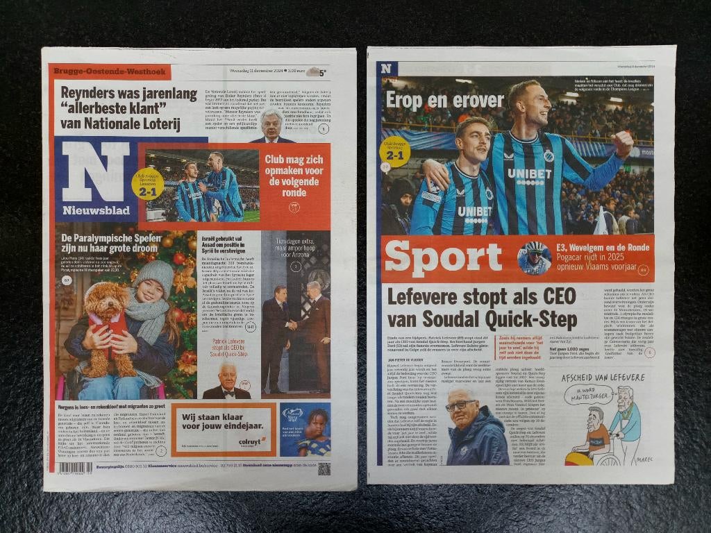 Club Brugge - Sporting Lissabon - Champions League 2024-2025, Ophalen of Verzenden, Zo goed als nieuw, Krant