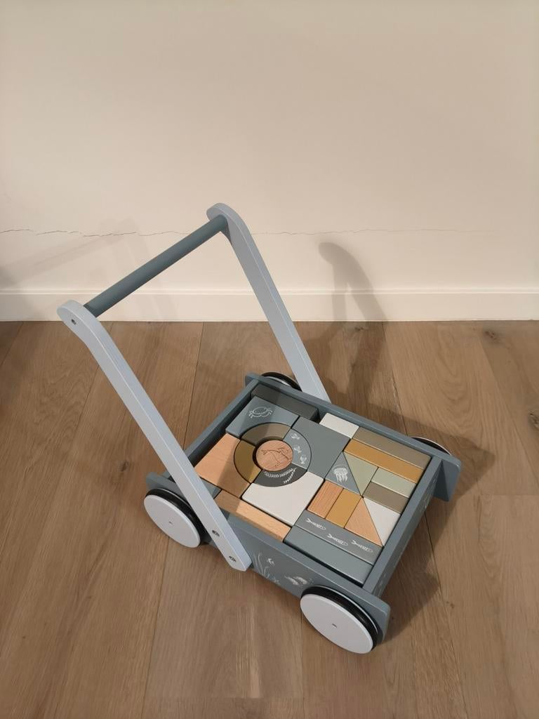 Houten looprek met blokken, Kinderen en Baby's, Ophalen, Zo goed als nieuw