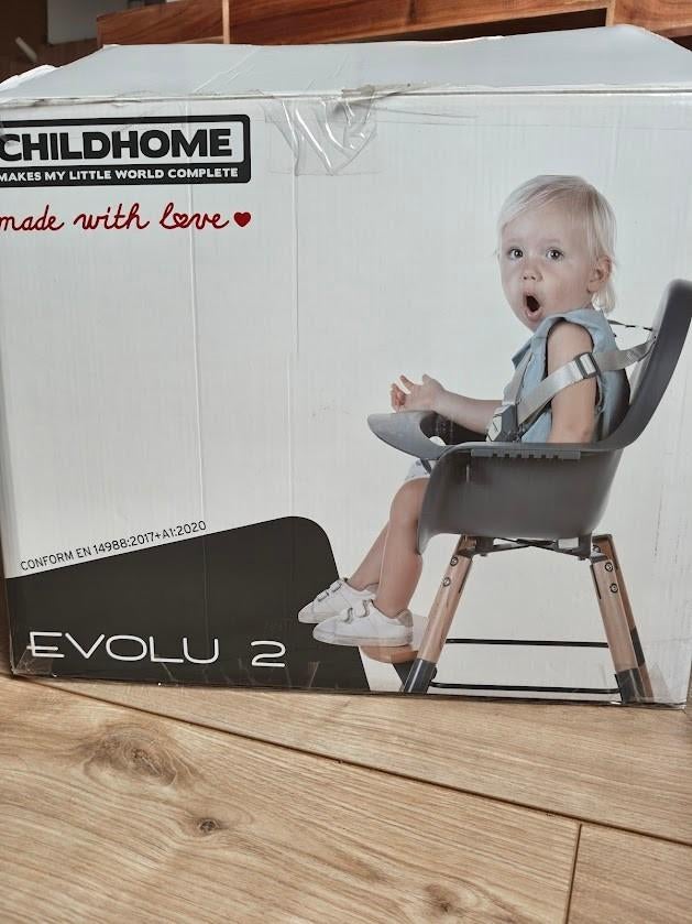 Eetstoel Evolu Childhome met tablet, kussen en lange poten, Kinderen en Baby's, Kinderstoelen, Zo goed als nieuw, Overige typen