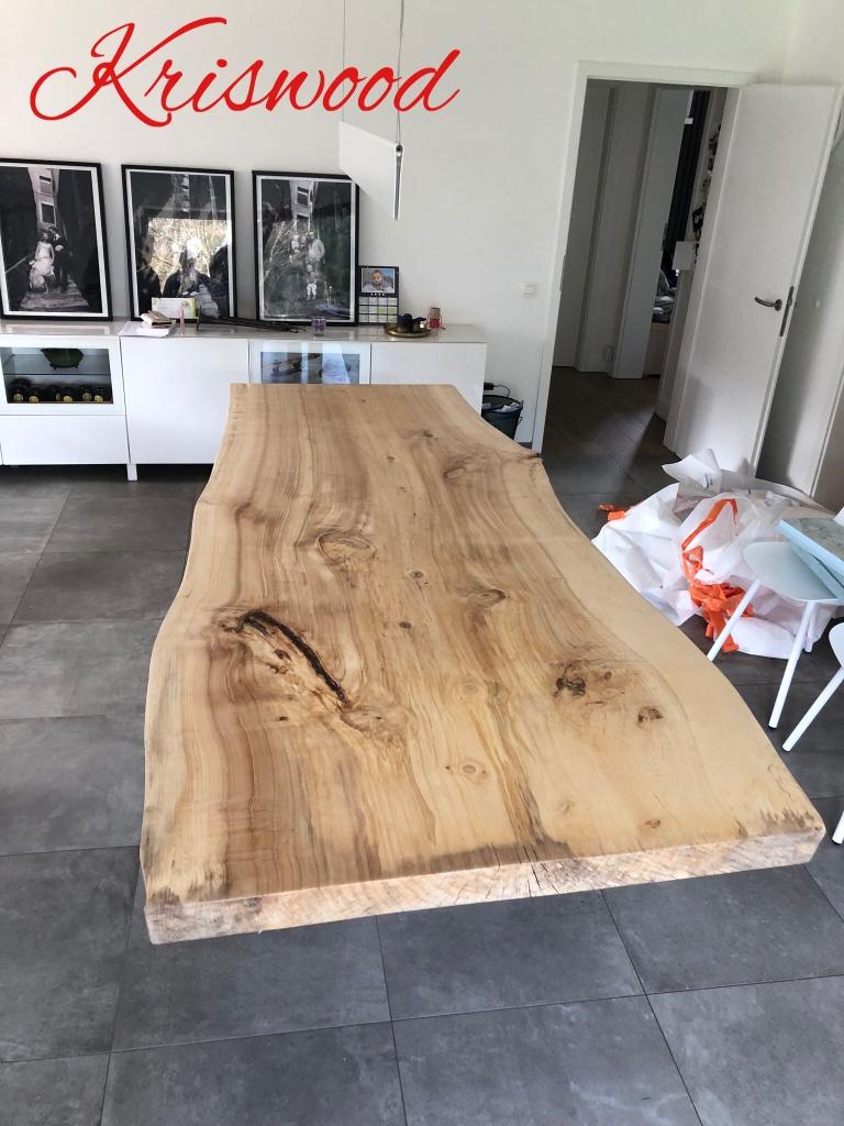 PLATEAU TABLE BOIS MASSIF CHENE ORME PLANCHE LARGE TAFEL, Ophalen, Zo goed als nieuw, Plank