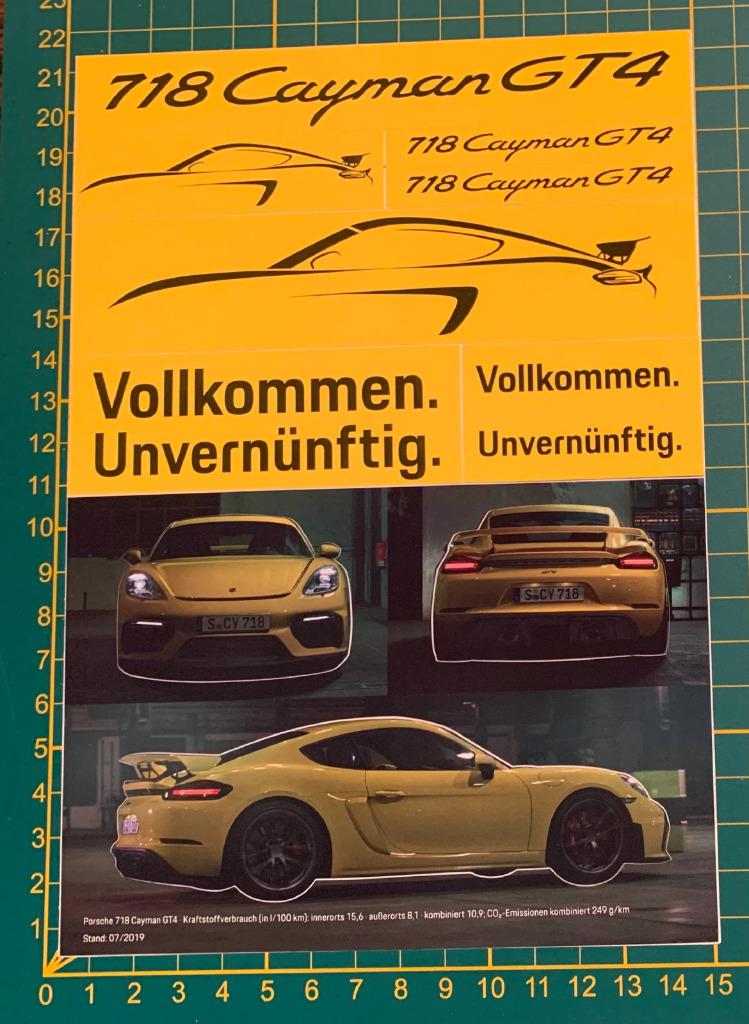 Stickerblad A5 Porsche 718 Cayman GT4, Ophalen of Verzenden