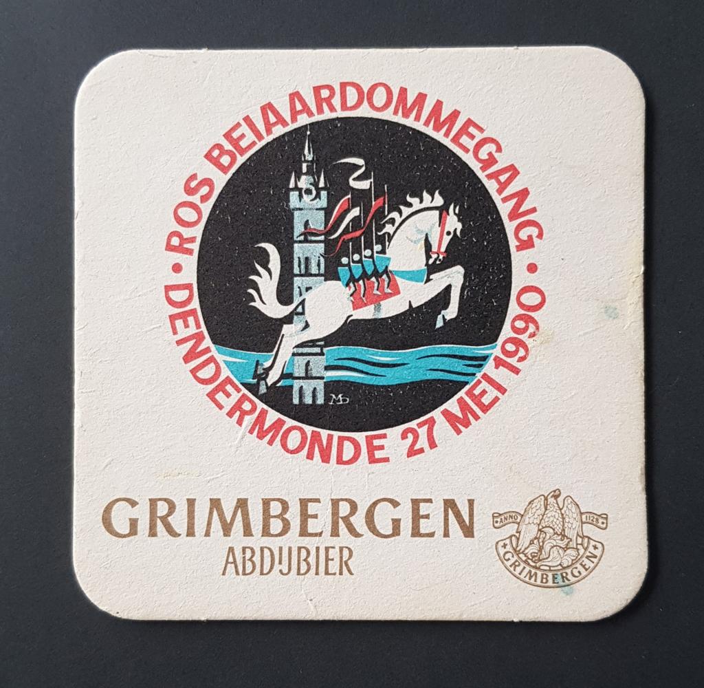 Bierkaartje Grimbergen abdijbier 1990 Ros Beiaard, Verzamelen, Ophalen