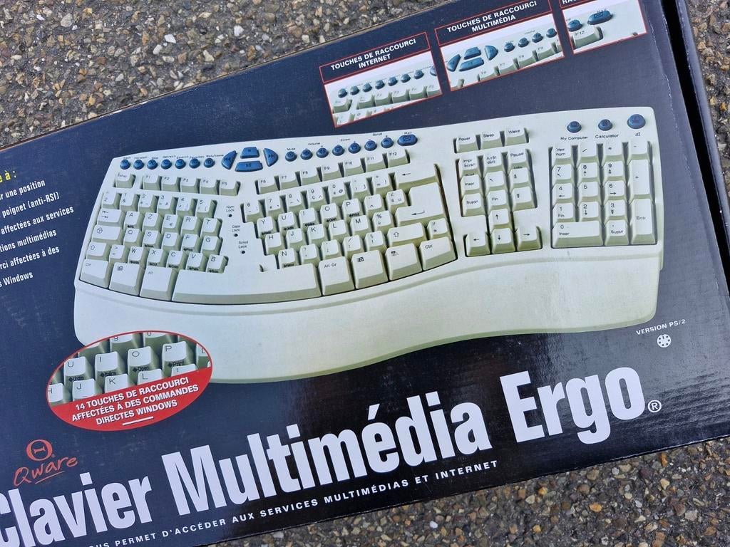 Clavier ergonomique NOUVEAU avec connexion USB et PS/2, Enlèvement ou Envoi, Qware, Azerty, Filaire