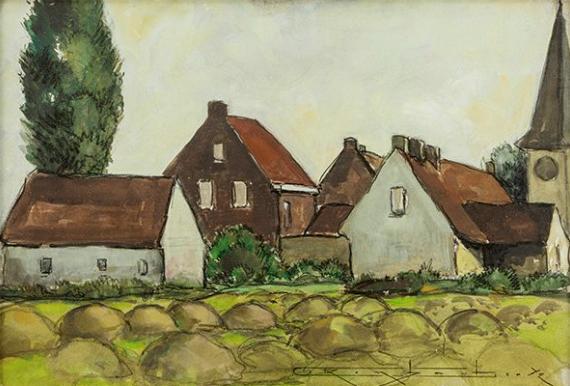 Georges Rombaut (1897-1984): Hoevezicht (65 x 51 cm), Enlèvement ou Envoi