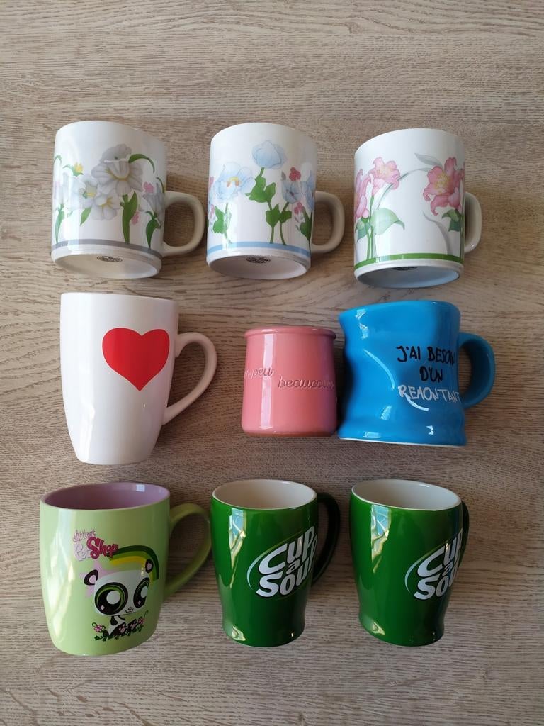 Tasses mugs de différentes tailles et modèles, Enlèvement ou Envoi, Comme neuf, Céramique, Tasse(s) et/ou soucoupe(s)