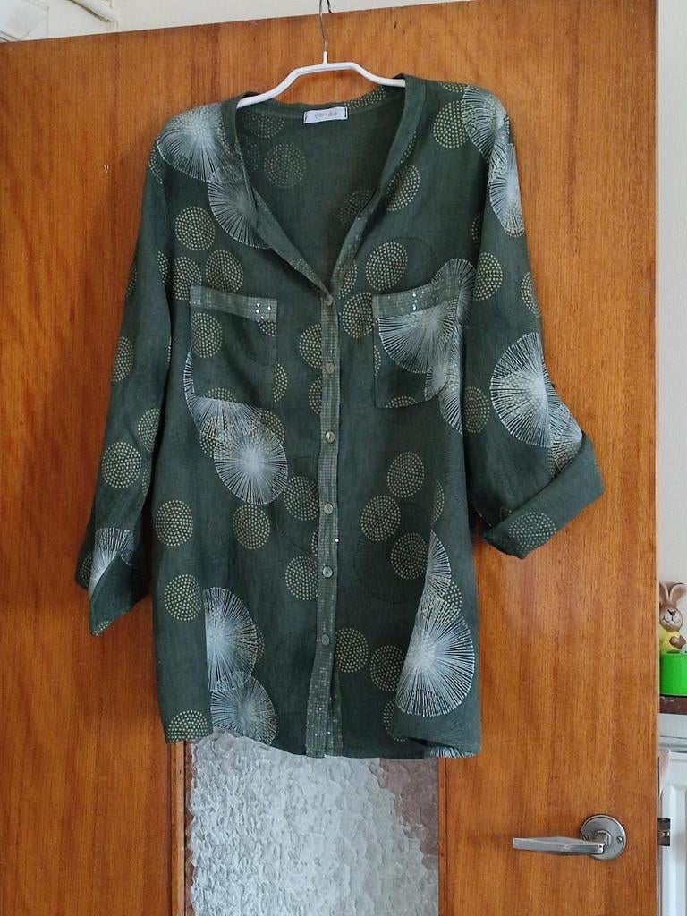 Jolie blouse en lin taille 44-46, PAPRIKA, Enlèvement ou Envoi, Vert, Chemisier ou Tunique