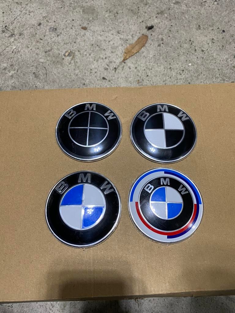 Bmw logo 50th anniversary, full black, black/white