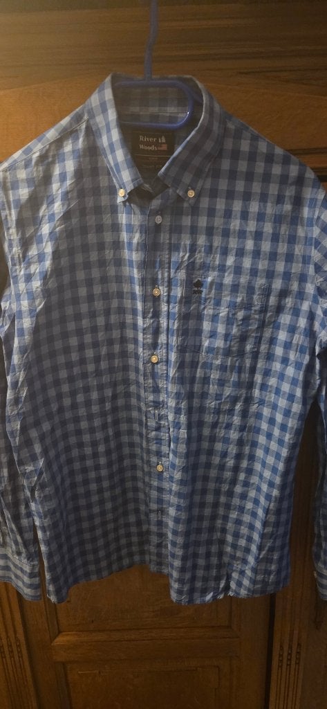 Chemise bleue à carreaux River Woods. Taille : L, Jack  jones, Tour de cou 43/44 (XL), Enlèvement ou Envoi, Comme neuf