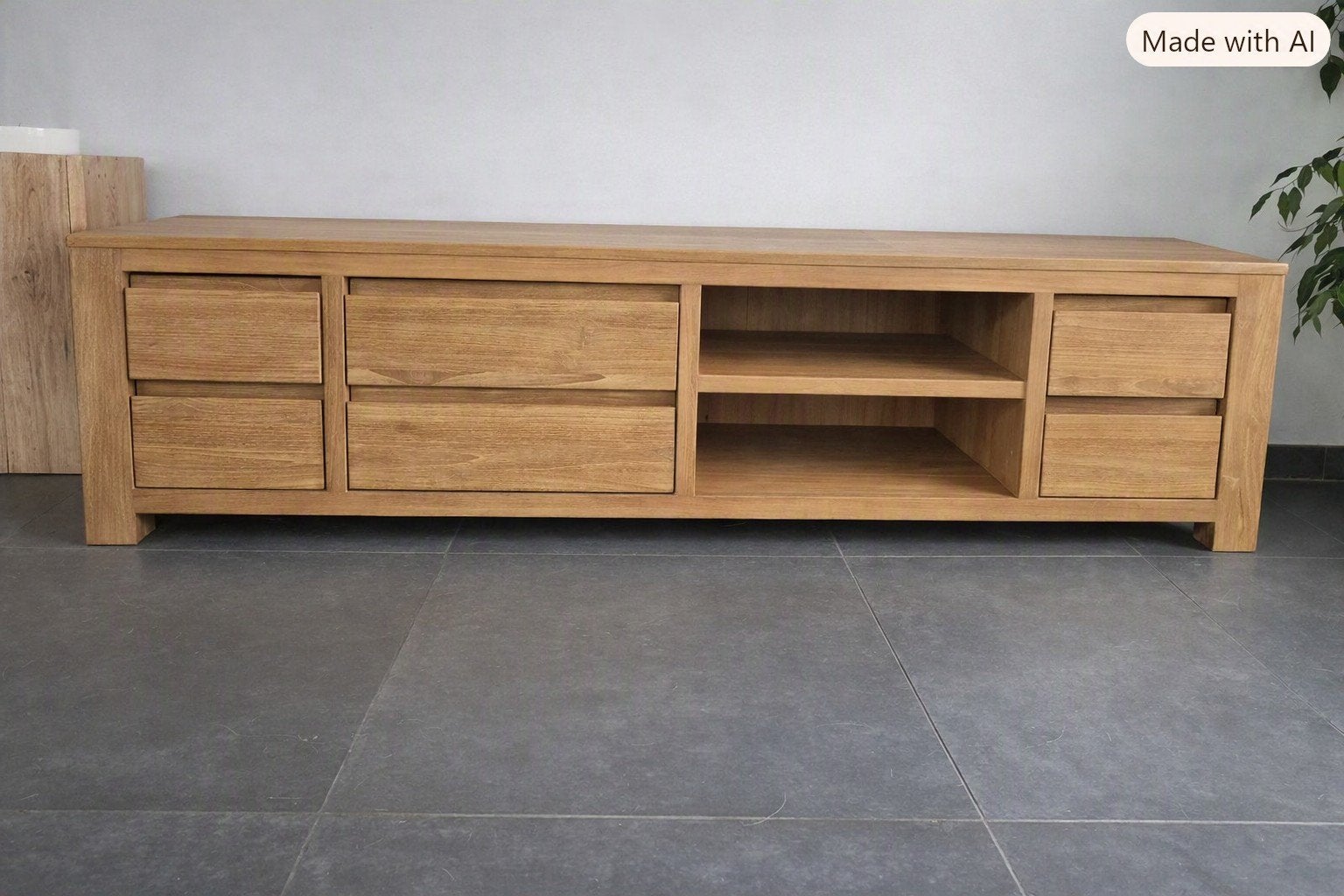 TV-Kast 1m71x51cm, Teck, Moins de 100 cm, 150 à 200 cm, Landelijk