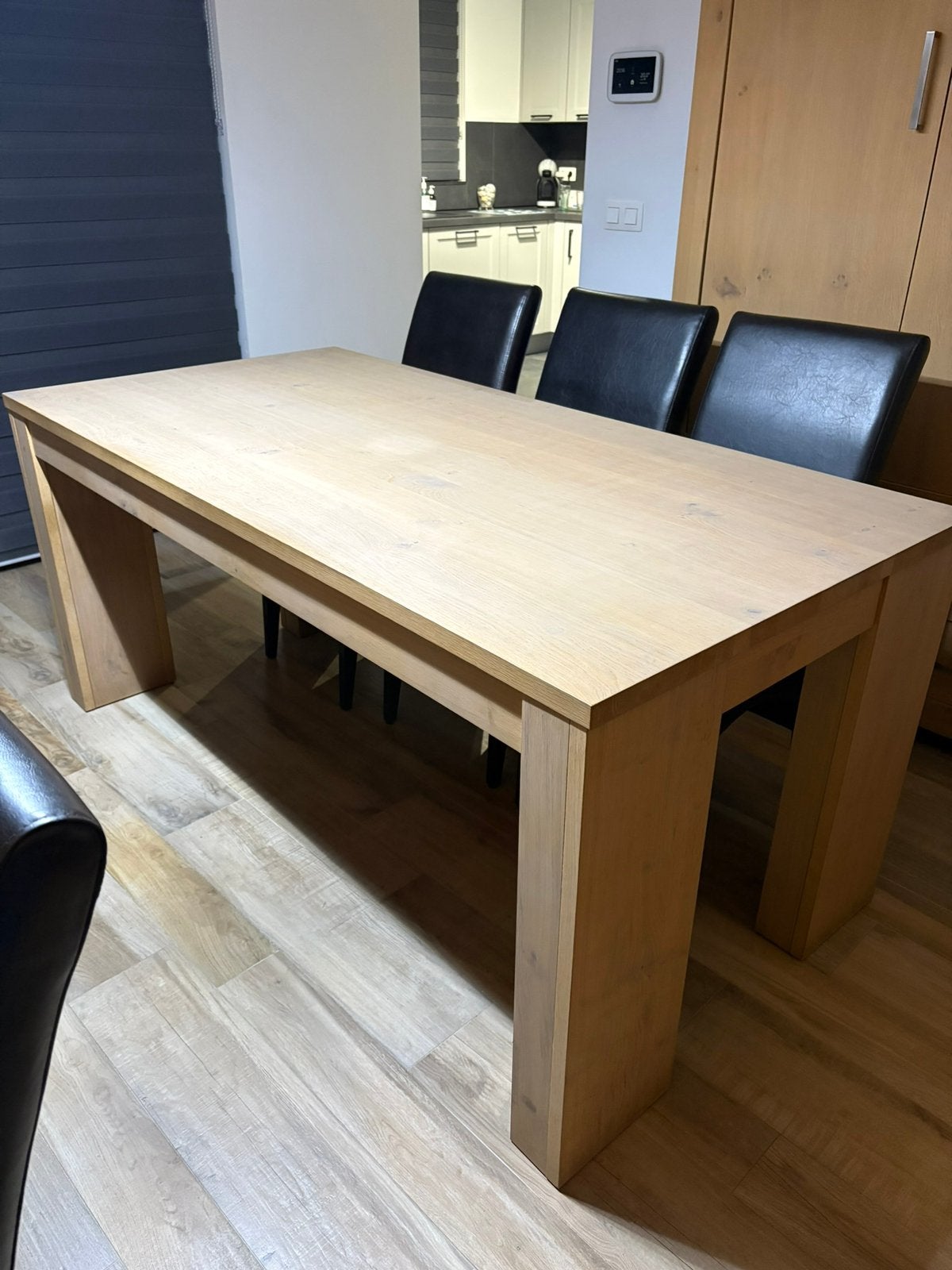 Eettafel in naturel eik kleur, Ophalen, Gebruikt, Eikenhout, 50 tot 100 cm