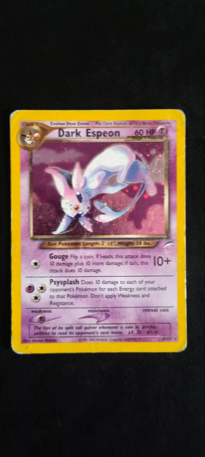 Dark Espeon Holo 4/105, Enlèvement ou Envoi, Utilisé, Cartes en vrac, Foil