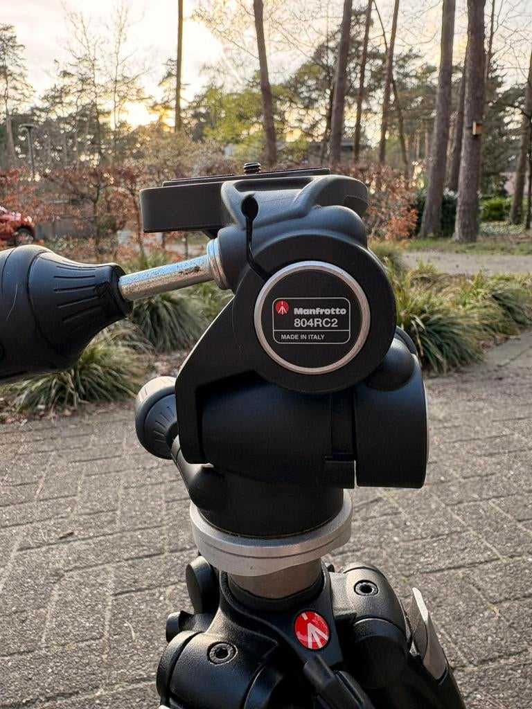 Manfrotto 055XDB statief + Manfrotto 804RC2 head, Audio, Tv en Foto, Fotografie | Statieven en Balhoofden, Zo goed als nieuw, Ophalen
