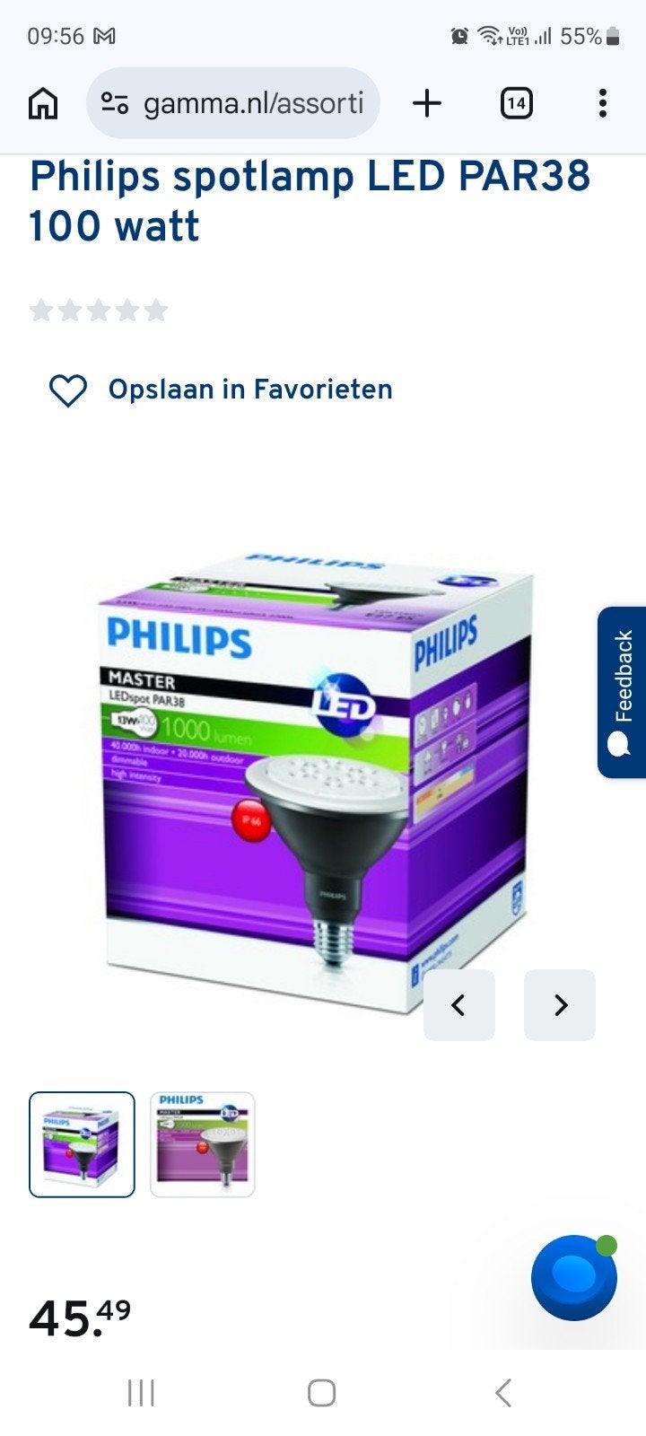 Projecteur LED Philips PAR38 100 W, Enlèvement ou Envoi, Philips, LED, Dimmable