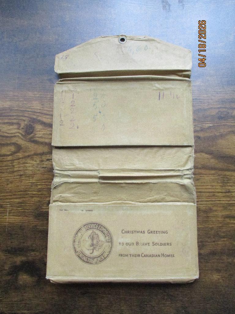 Vœux de Noël  soldats canadiens pendant la  1 GM, Envoi