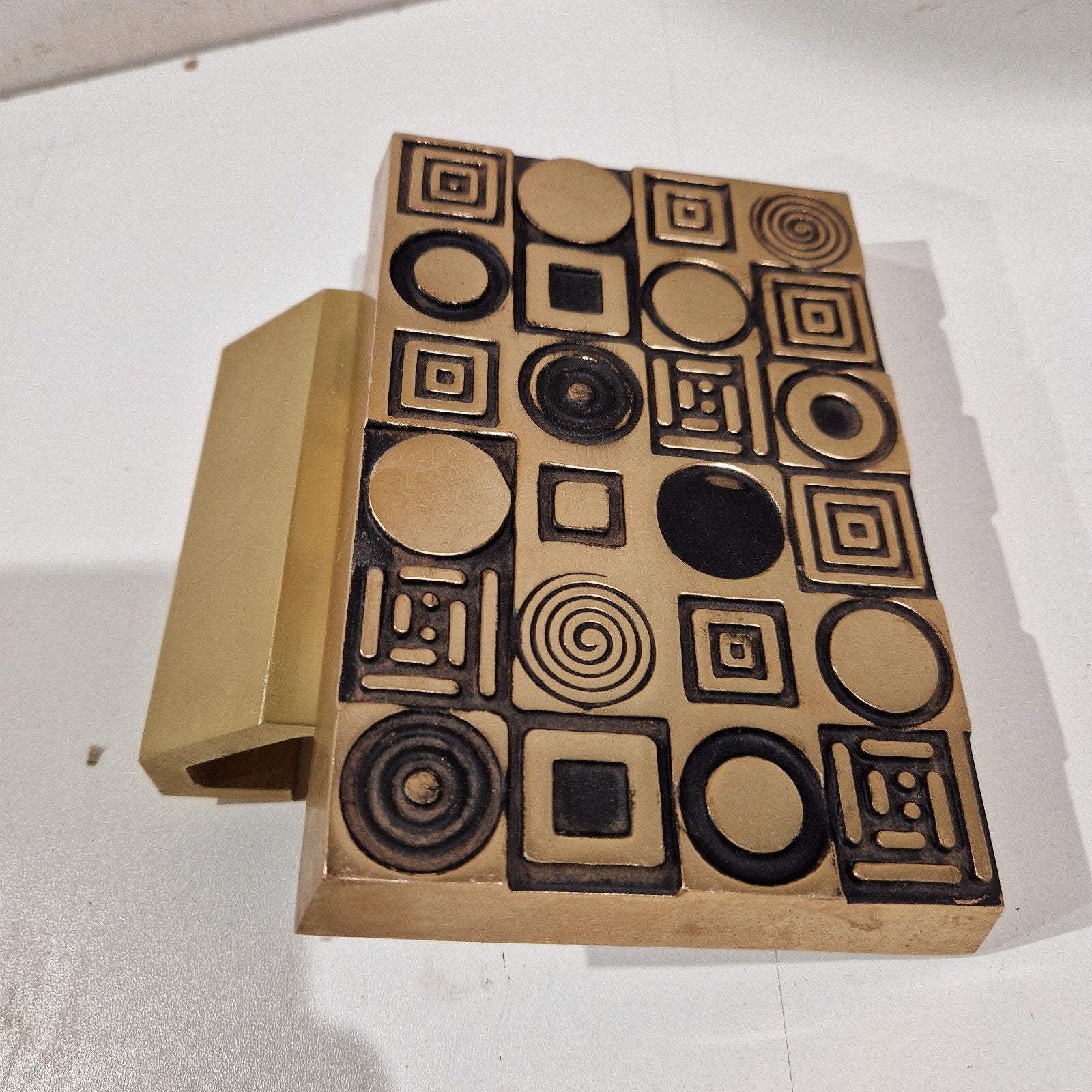 space age design abstract brutalist deurgreep deurklink GECO, Antiquités & Art, Massif, Objet, Or, 17 cm