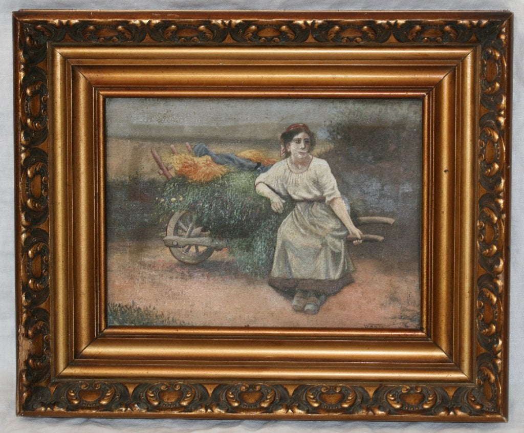 Antieke schilderij olie op doek - Gesigneerd, Ophalen of Verzenden