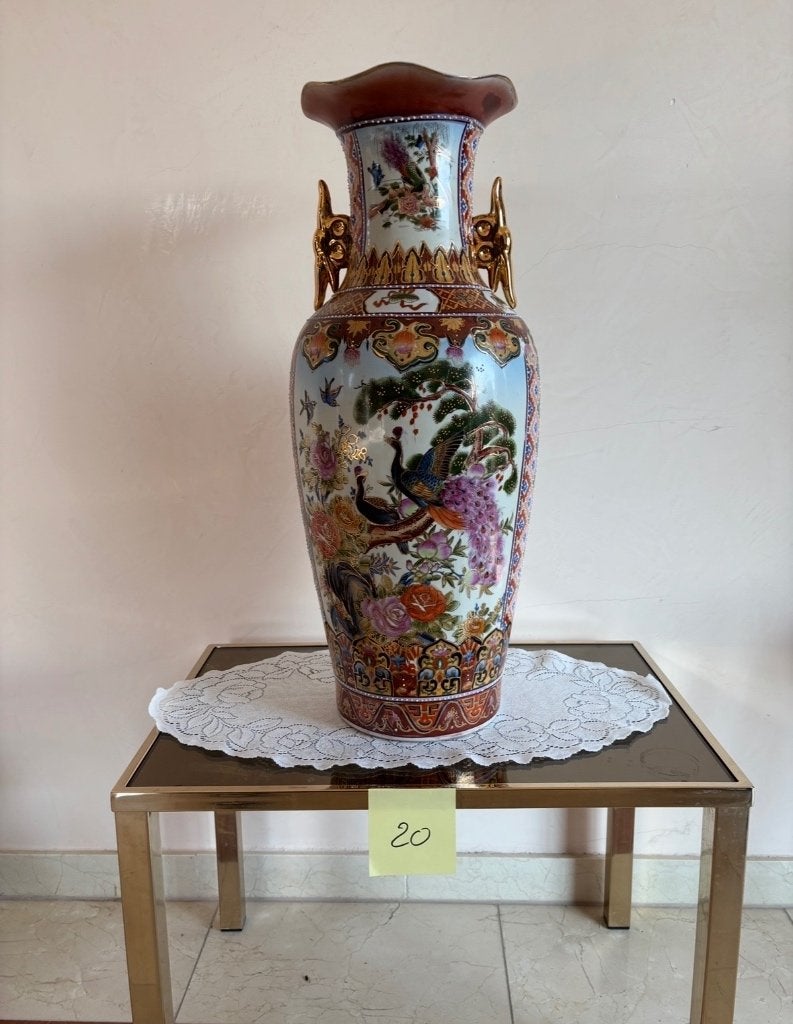 Grand vase décoratif en porcelaine chinoise peint à la main, Enlèvement