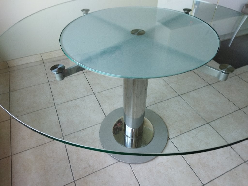 Glazen tafel, Ophalen, Gebruikt, 100 tot 150 cm, Rond