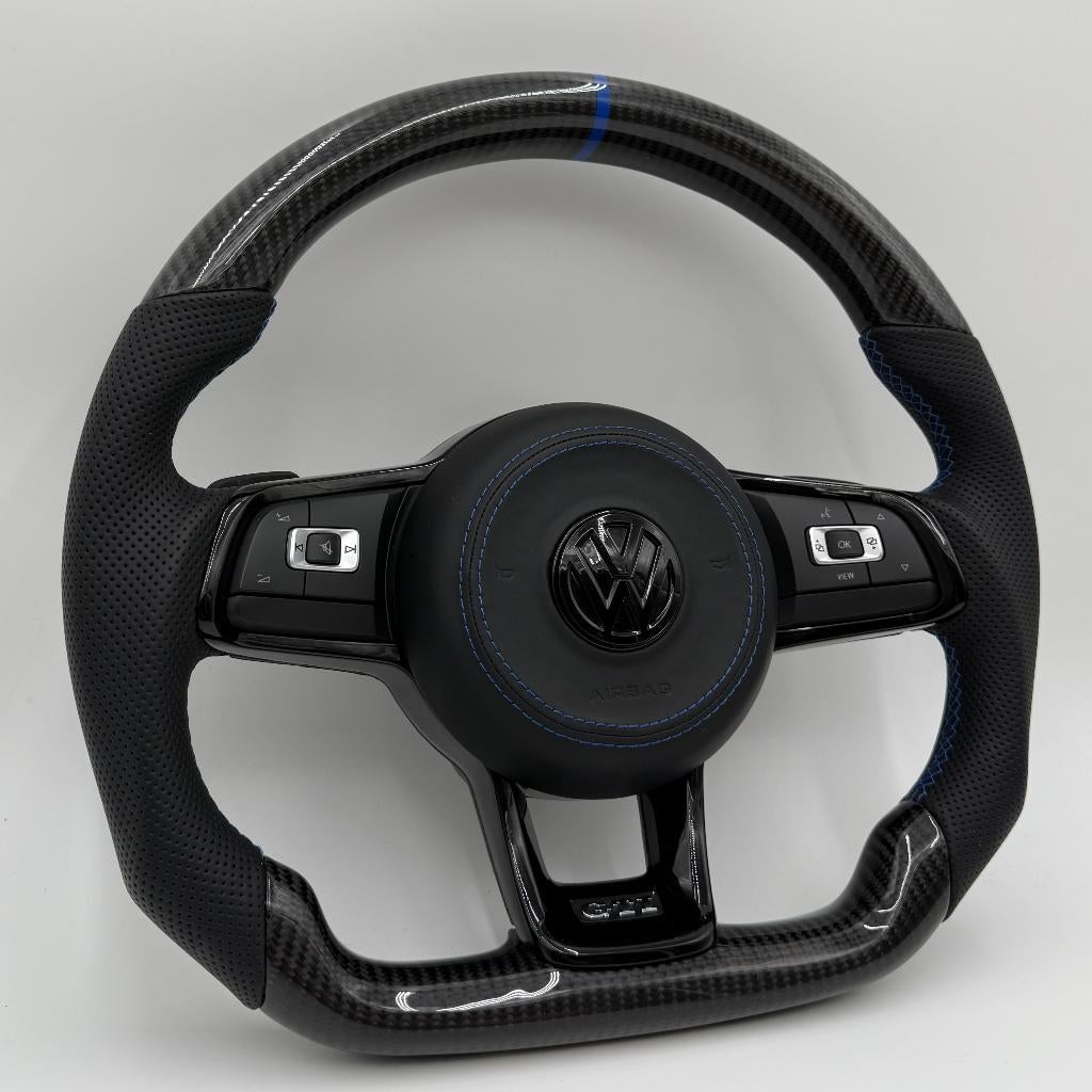 Volkswagen carbon stuur leer blauw Golf R GTI Polo upgrade, Ophalen of Verzenden, Nieuw, Volkswagen