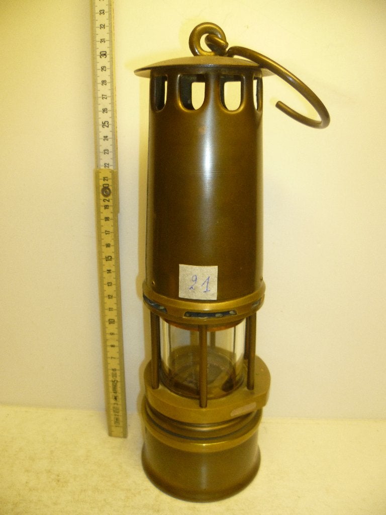 Mooie Patina Mijnlamp Compleet PB met glaasje VAL St Lambert, Enlèvement ou Envoi