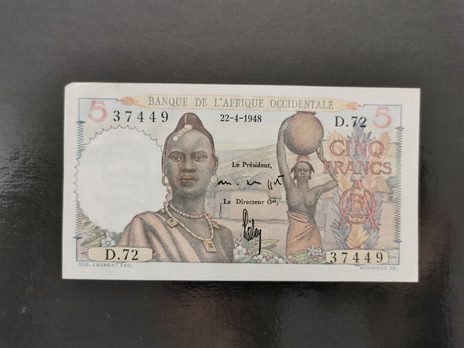 afrique occidentale 5 Francs 22.04.1948, Postzegels en Munten, Ophalen of Verzenden