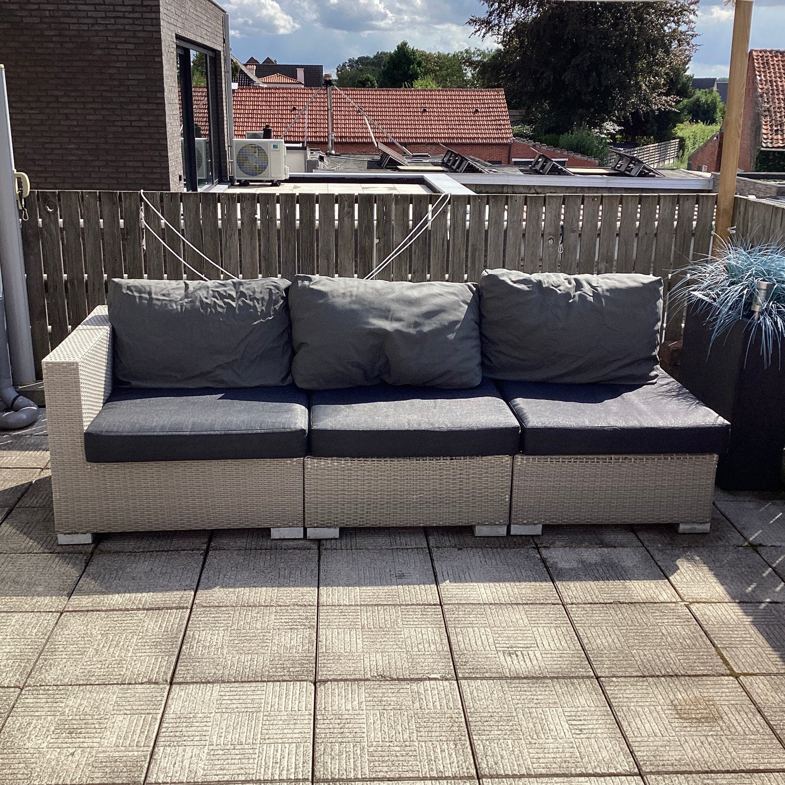 Loungeset tuin met kussens, Ophalen, Gebruikt, Wicker