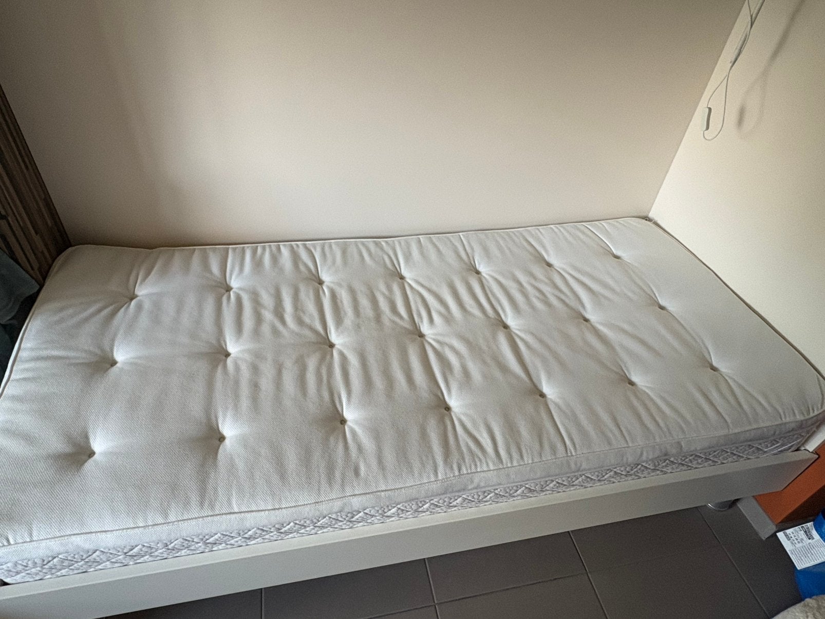 Pocket veren matras en Tustna topper, Ophalen, 90 cm, Eenpersoons, Zo goed als nieuw