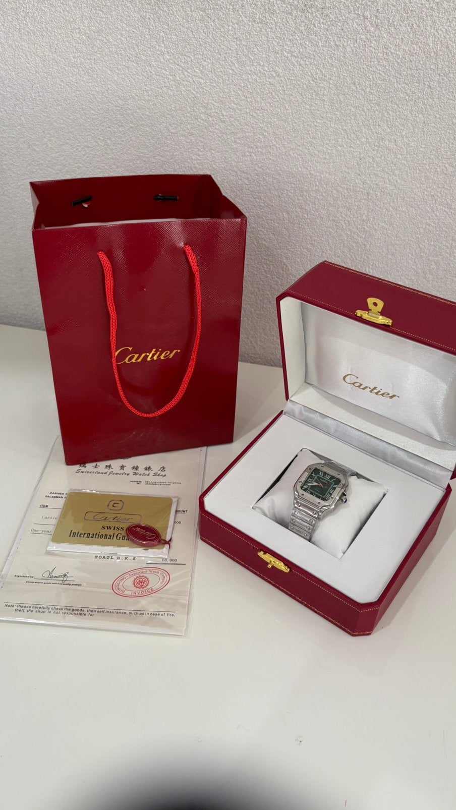Cartier Santos de Cartier Green 35MM Horloge, Handtassen en Accessoires, Overige Accessoires, Ophalen of Verzenden, Nieuw
