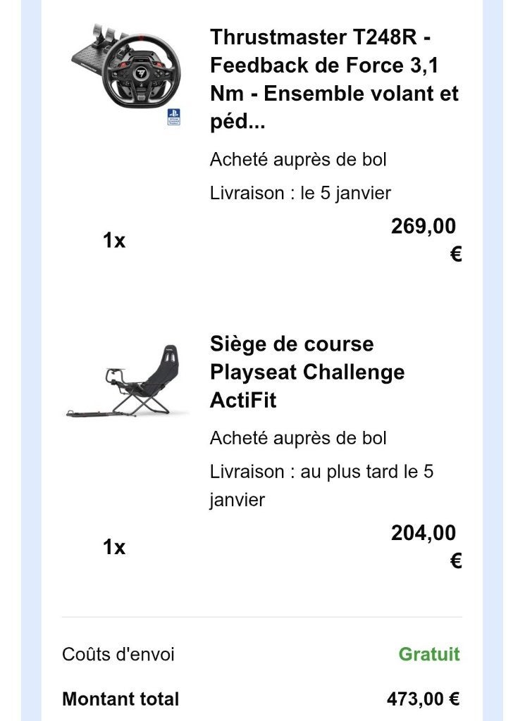 THRUSTMASTER T248R + siège de course PLAYSEAT challenge, Games en Spelcomputers, Ophalen, Zo goed als nieuw, Playstation 5