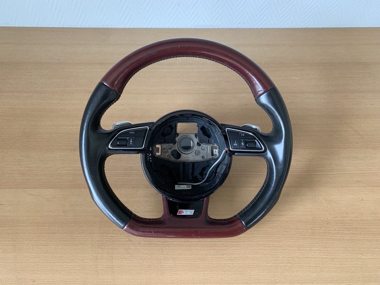 audi SQ5 stuurwiel rood leer + flippers + afgevlakt 2012- 17, -, Audi, Utilisé, -