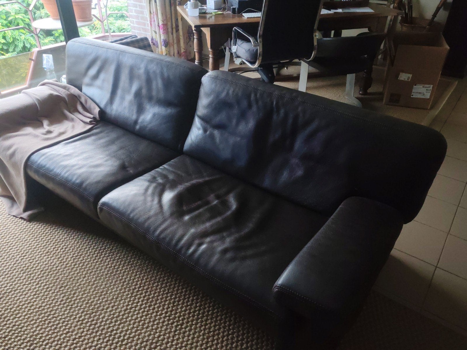 Lederen 3 zit Durlet, Huis en Inrichting, Ophalen, Gebruikt, Leer, Tijdloos