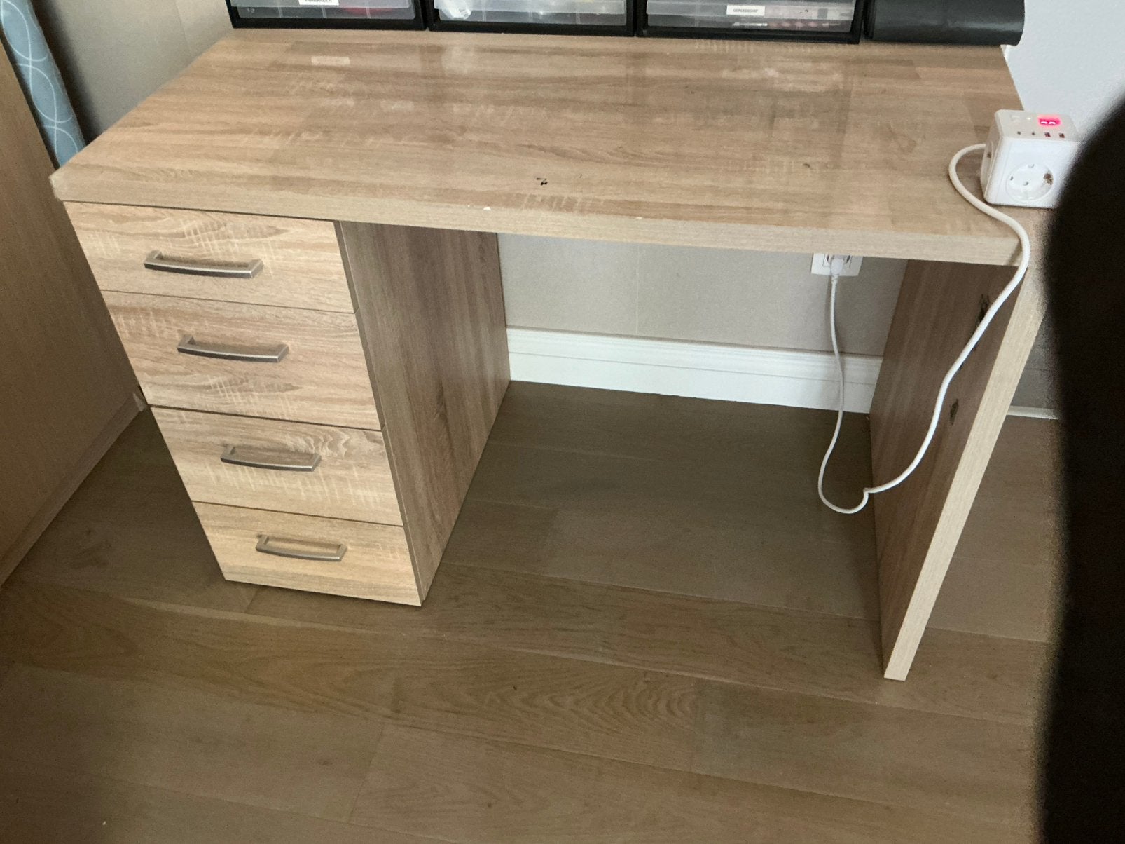 Bureel in lichte ek fineer, Huis en Inrichting, Ophalen, Demontabel, Gebruikt, 120 cm