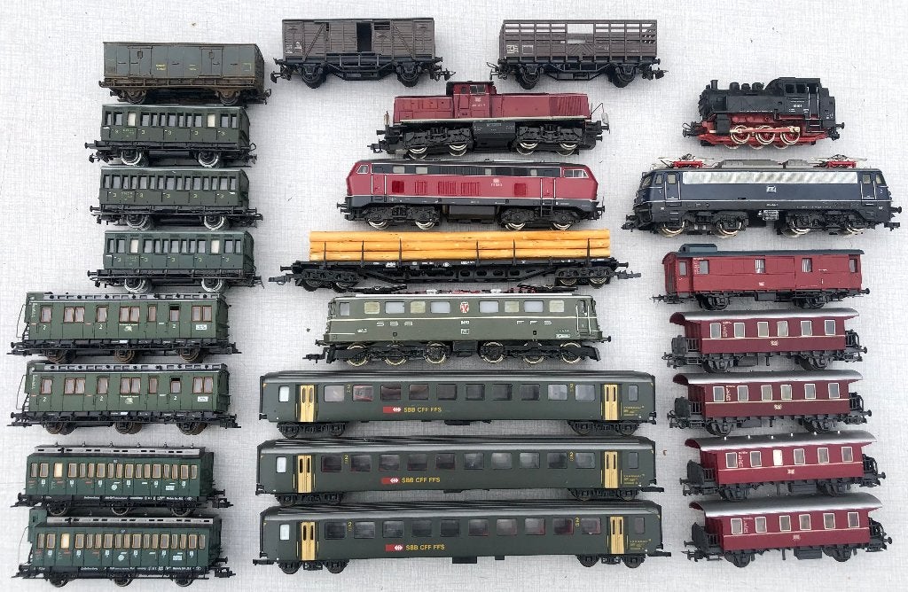 Roco, lima, fleischman, piko lot de 5 locos 19 wagons HO, Envoi, Utilisé, Courant continu, Roco
