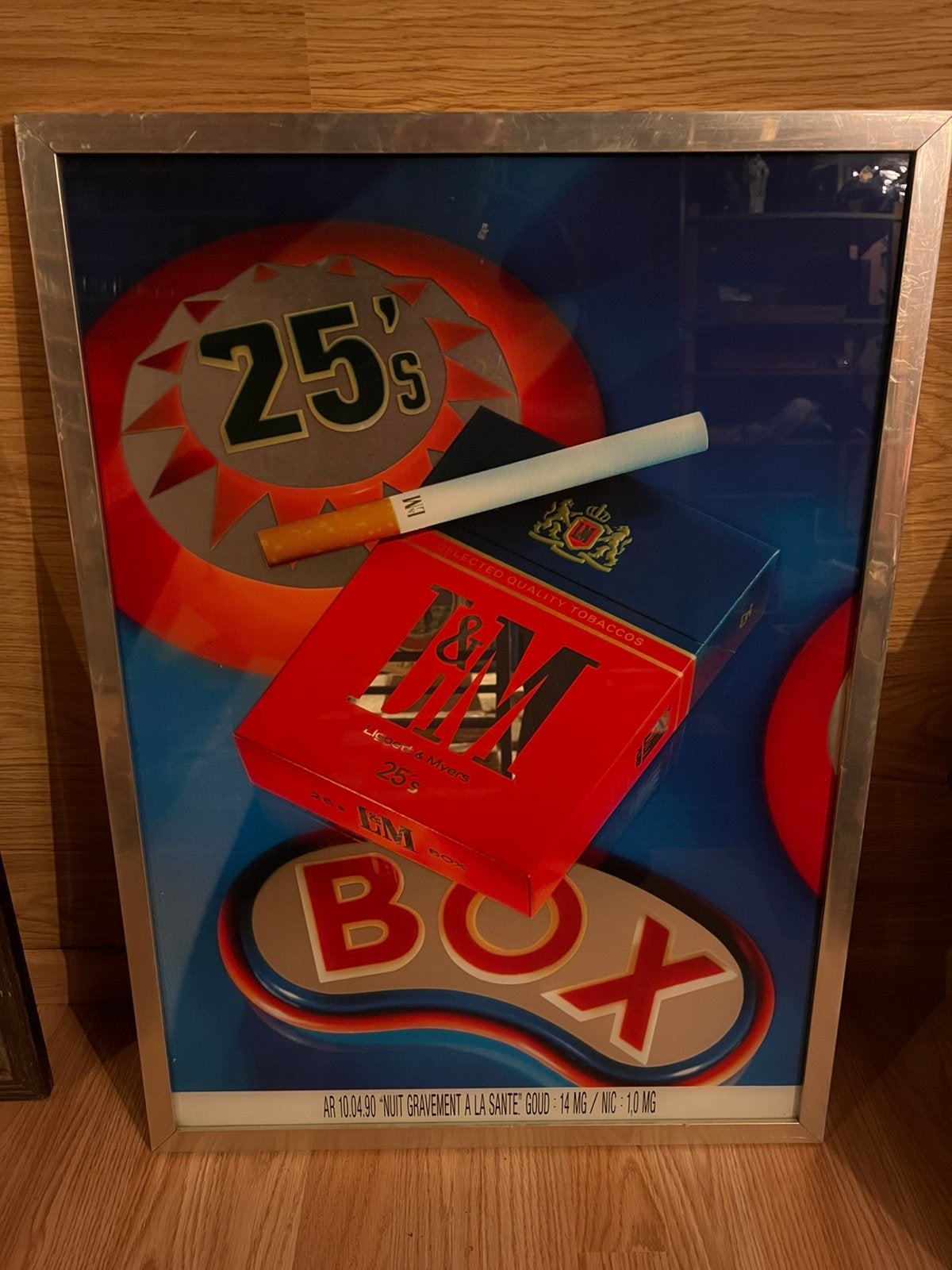 Vintage L&M Cigarettes "25's Box" reclamebord ( spiegel), Ophalen of Verzenden, Zo goed als nieuw