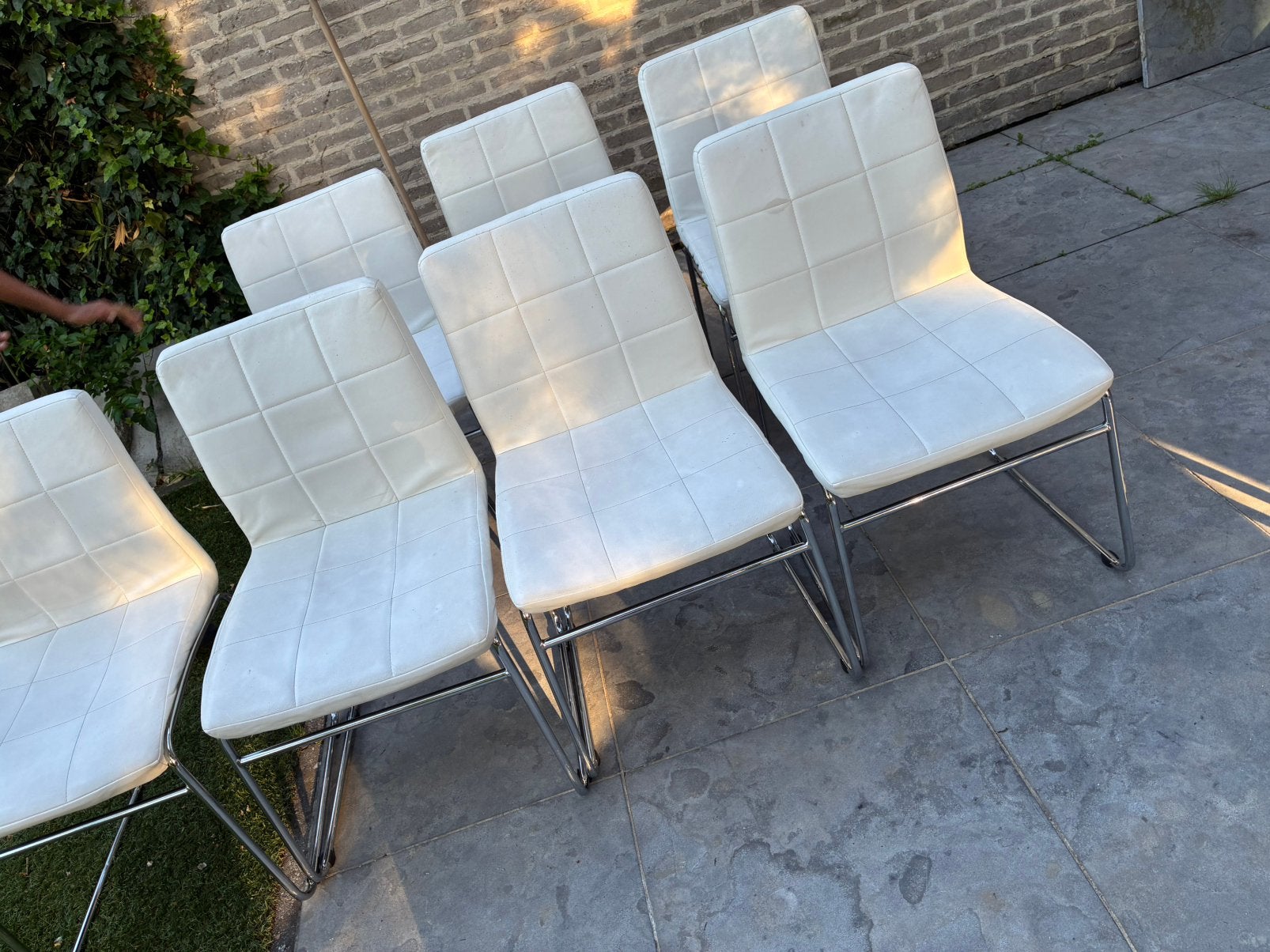 8 stoelen, Ophalen, Gebruikt, Wit, Leer