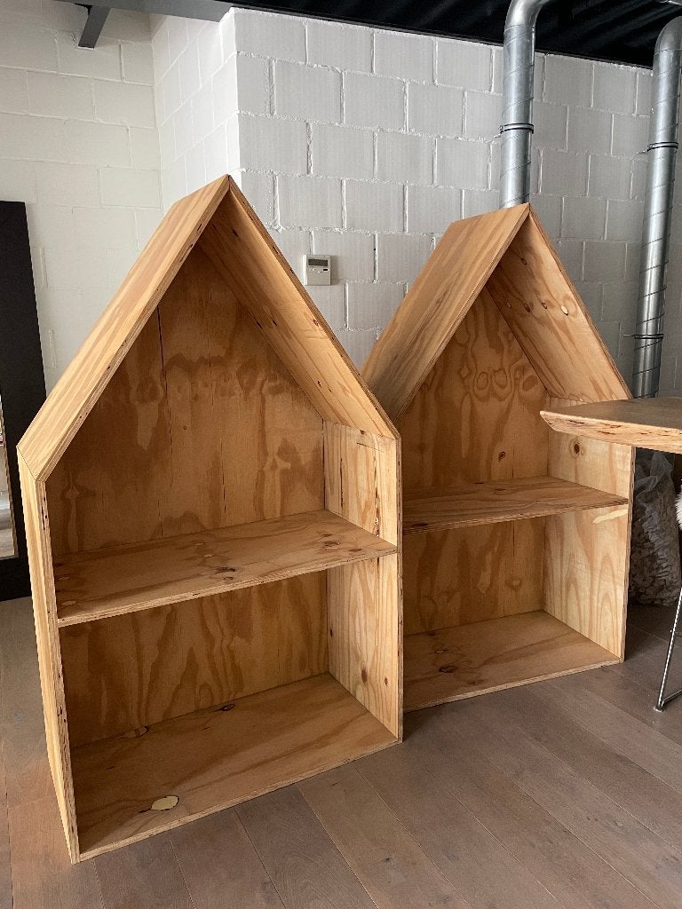 Houten huisjes kast set van 3, Huis en Inrichting, Ophalen, Gebruikt