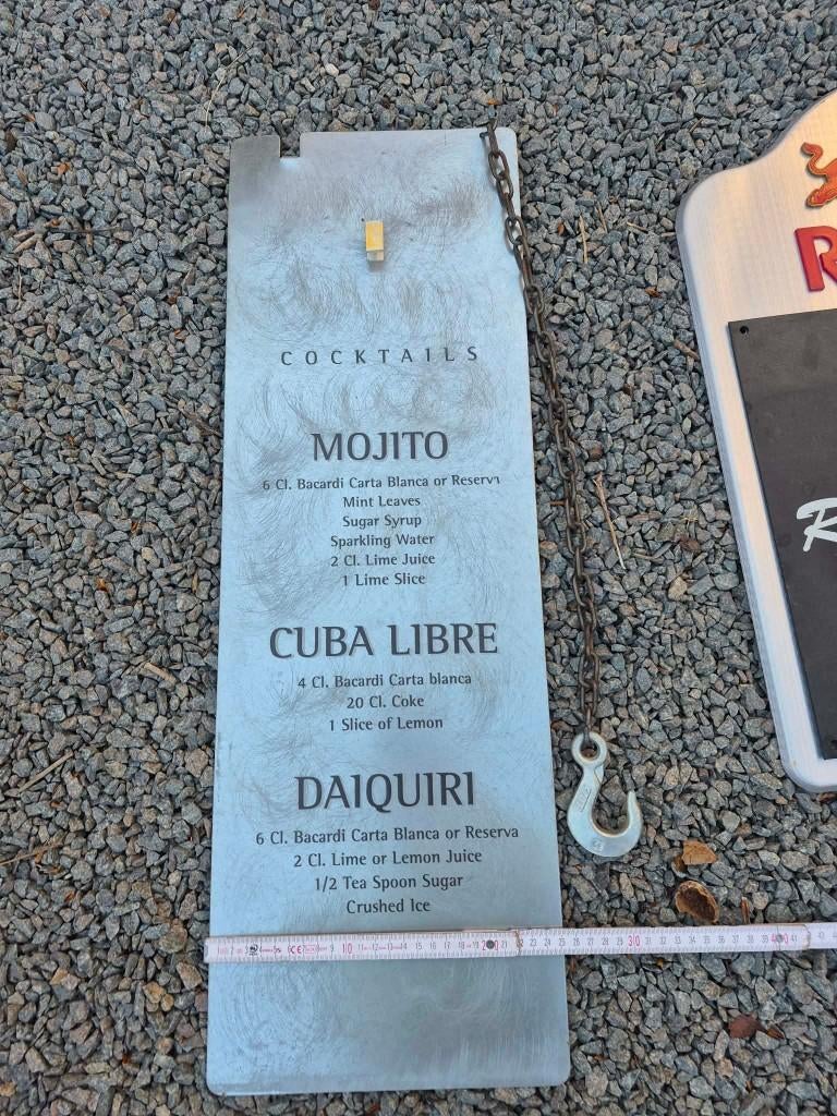 Bacardi Cocktails metalen reclamebord, Ophalen, Gebruikt, Reclamebord