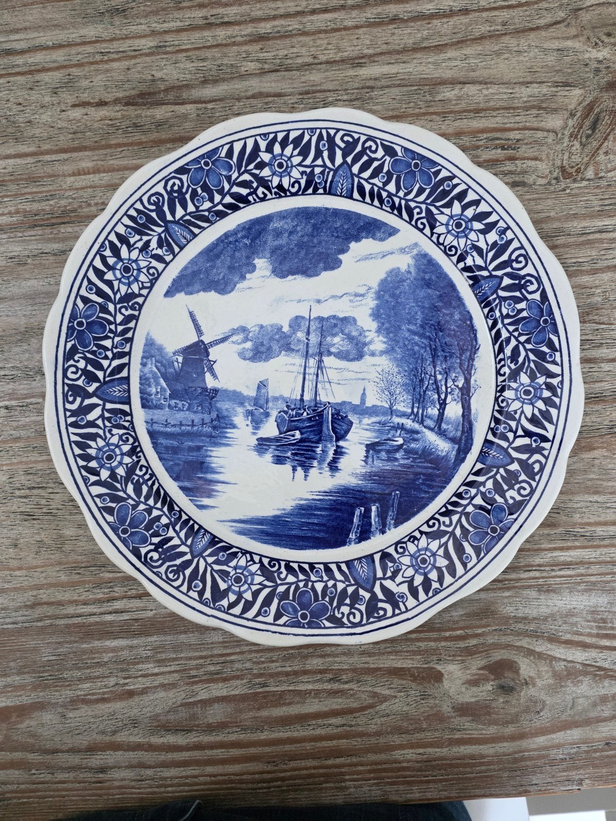 Boch Delfts blauw wandbord – Hollands Landschap, Antiek en Kunst, Ophalen of Verzenden