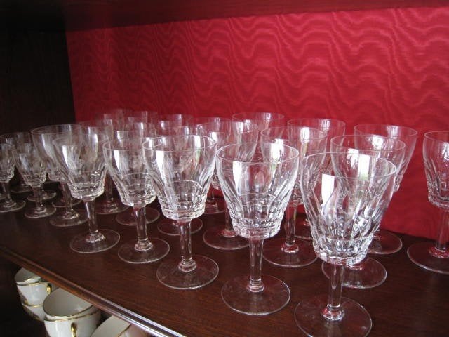 Set van 43 kristallen wijnglazen Val Saint Lambert, prachtig, Ophalen