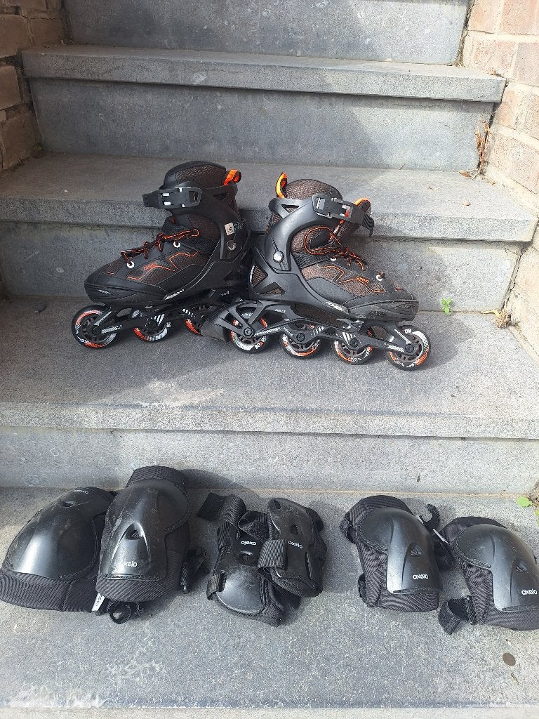 Rollers réglables Oxelo (Pointure 35-38) + Kit protections, Kinderen, Inline skates 4 wielen, Ophalen, Overige merken