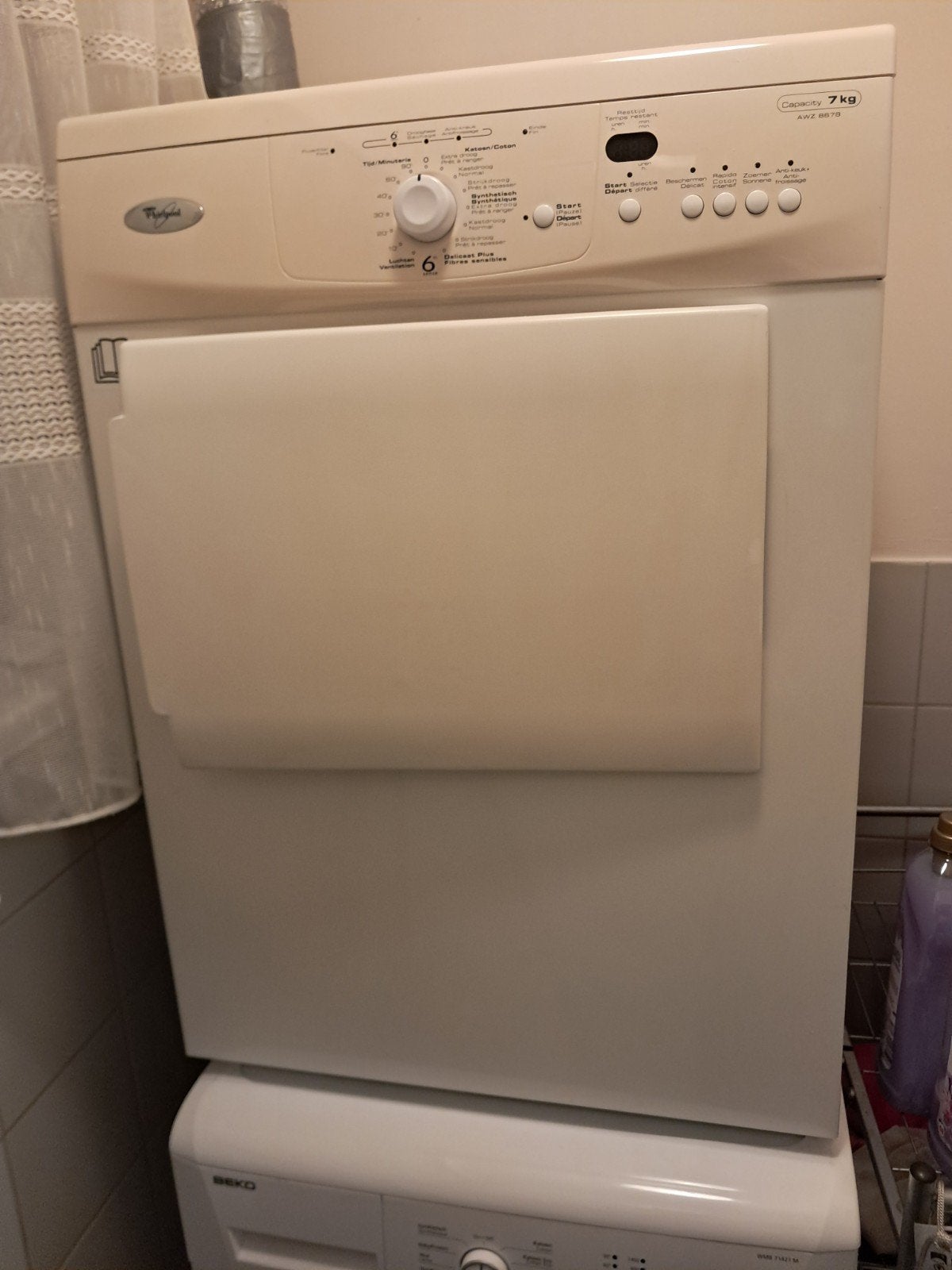 Whirlpool Droogkast, 6 tot 8 kg, Ophalen, Zo goed als nieuw, Minder dan 85 cm