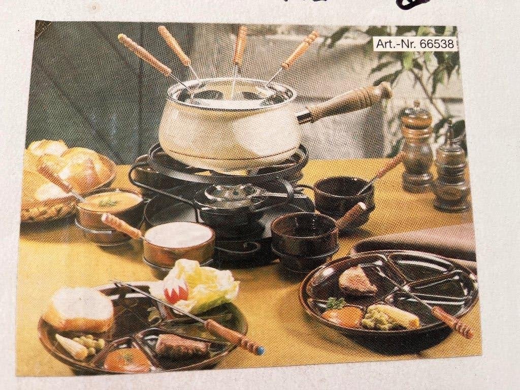 Set fondue vintage complet, Elektronische apparatuur, Ophalen, Zo goed als nieuw, Brander, Fondueset