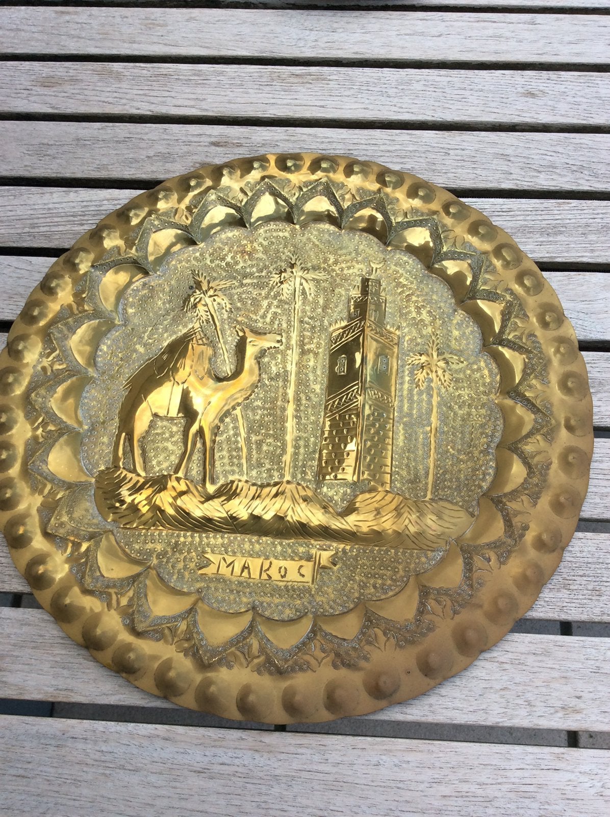 Mooie, koperen plaat, Maroc, Ophalen, Koper